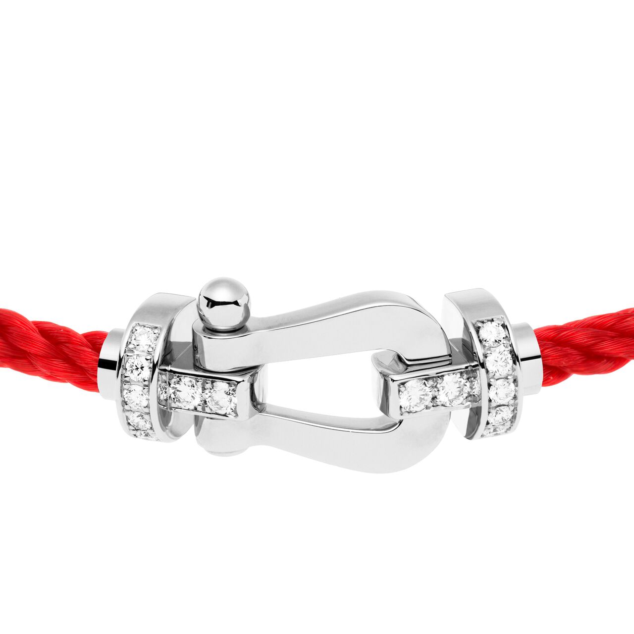 Force 10 Large White Gold and Diamond Pav&eacute; Cable Bracelet image number 1